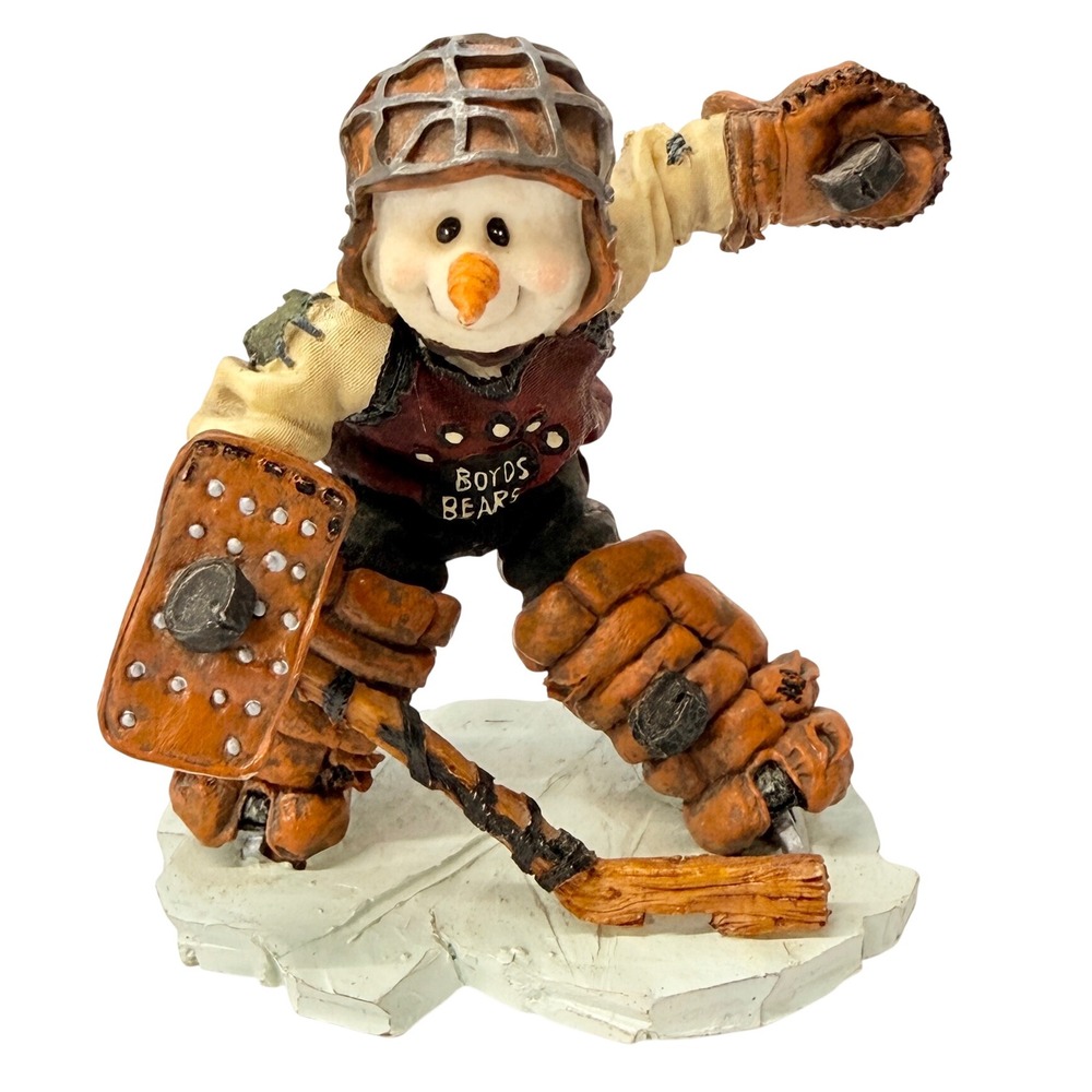 Boyds Bears Wee Folkstone Bobby The Defender Snowman Hockey Goalie 36505 1998 *